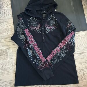 Harley-Davidson Black Hoodie with Red Accents